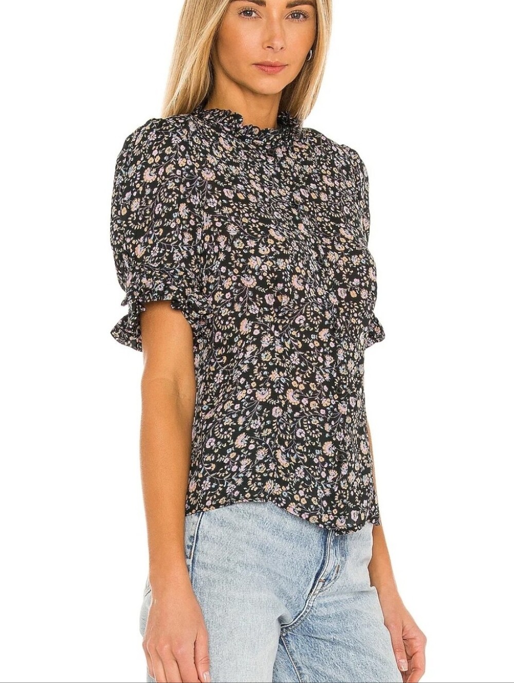 Selkie the Bistro Blouse in Spirit Ditsy Floral Button Down Top Size XS Ruffle